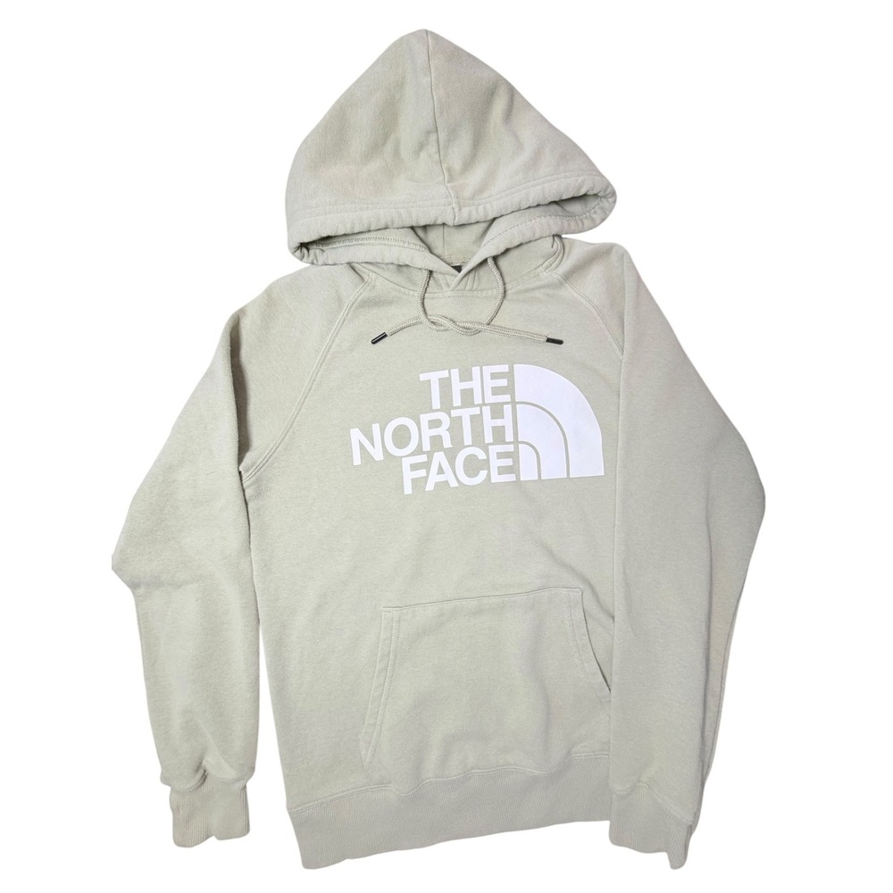 The North Face Womens Half Dome Hoodie Sage Green Fleece Pullover Logo XS - Picture 2 of 6
